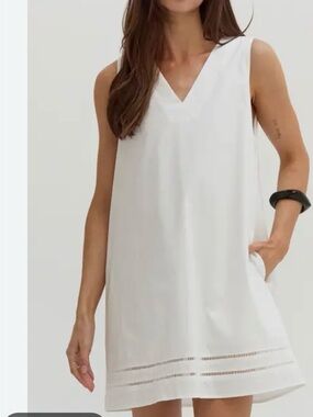 Reece Lattice Trim Poplin Mini Dress by Crescent Size L